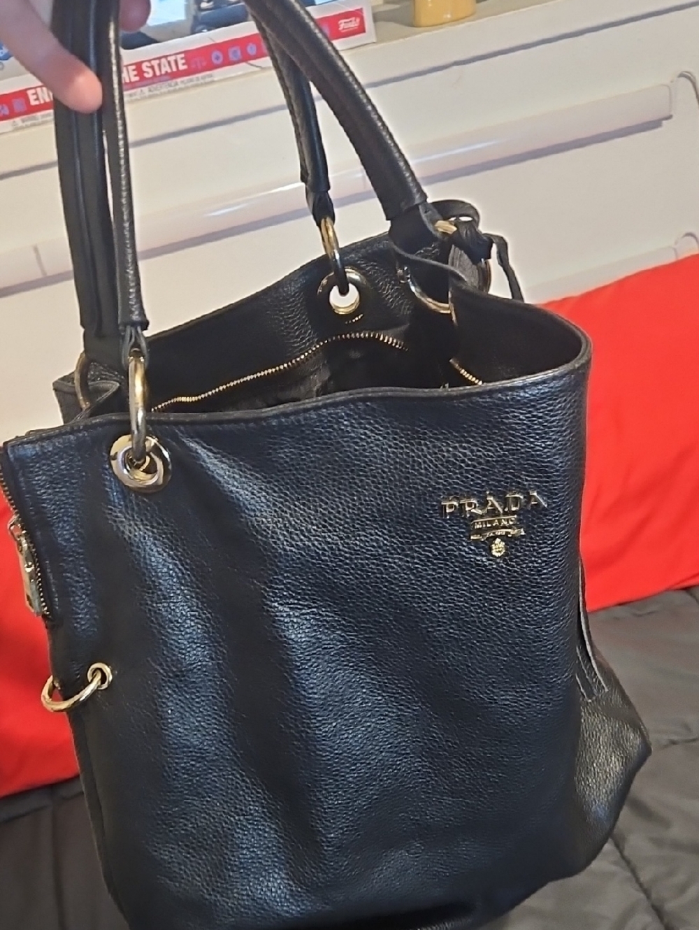 Prada Vitello Daino Extra Large Pebbled Leather Tote Bag - Picture 12 of 14